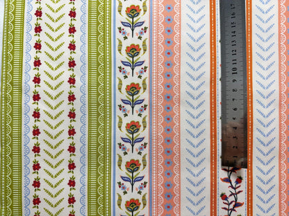 Boho Çiçekli Çizgili Kumaş