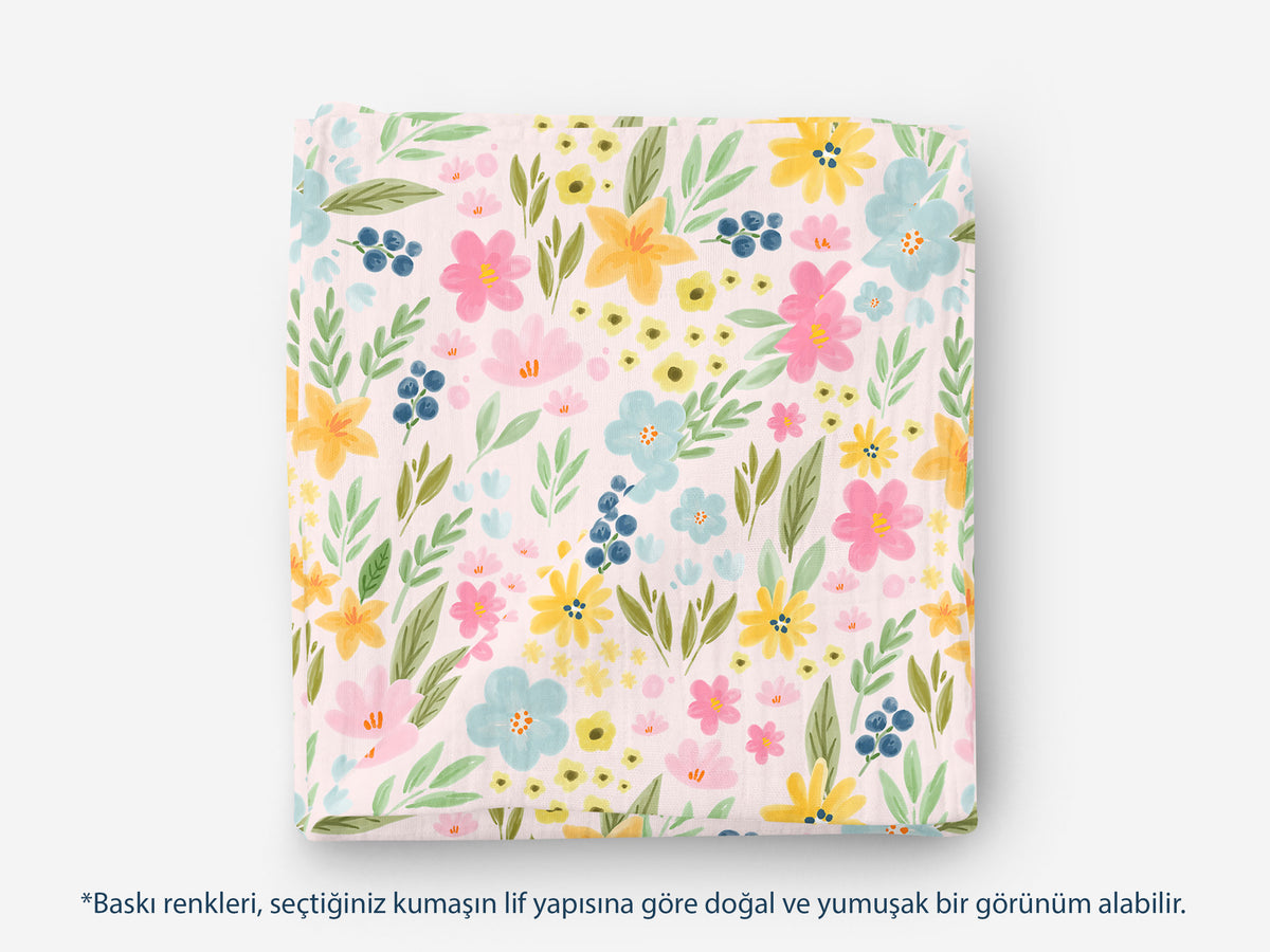 Pastel Kır Çiçeği Desenli Kumaş
