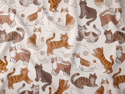 Kedi Desenli Sevimli Kumaş