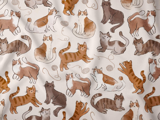 Kedi Desenli Sevimli Kumaş
